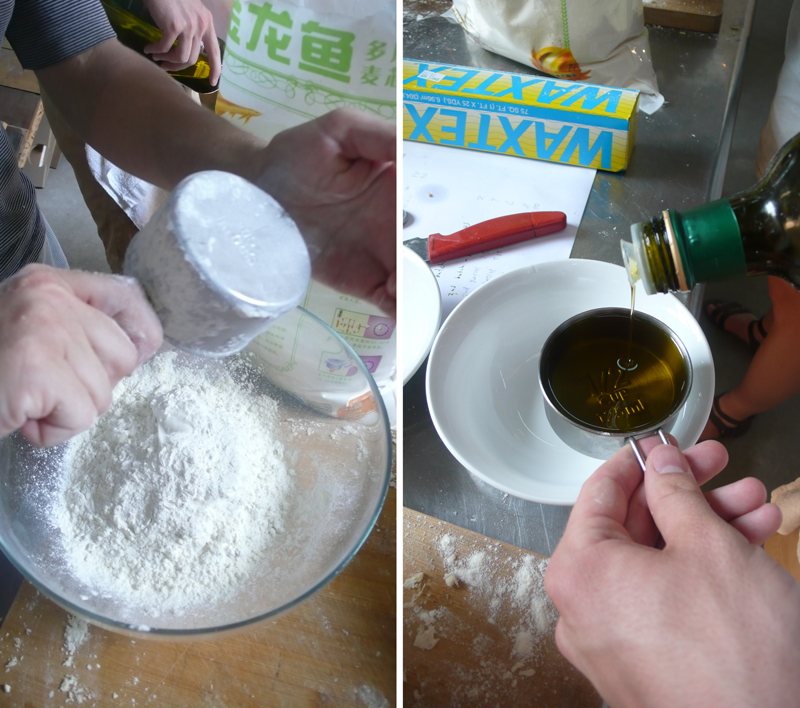 making the pizza dough